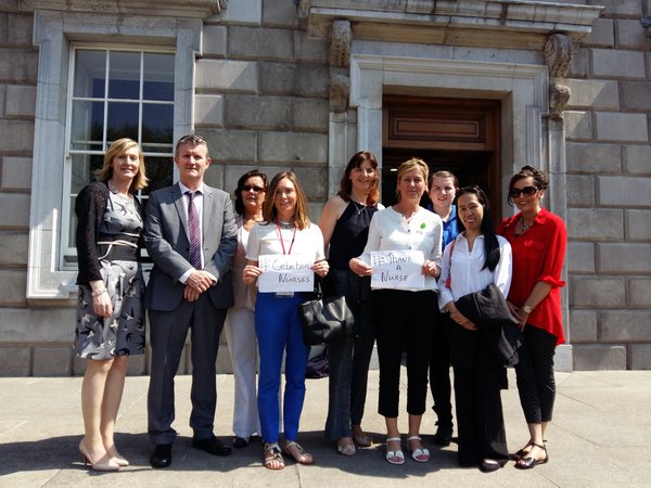 Outside Leinster House with Sen Maire Devine